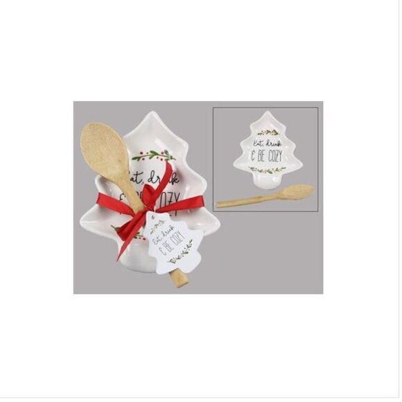 Ceramic Christmas Tree Spoon Rest with Spoon - Picture 2 of 2